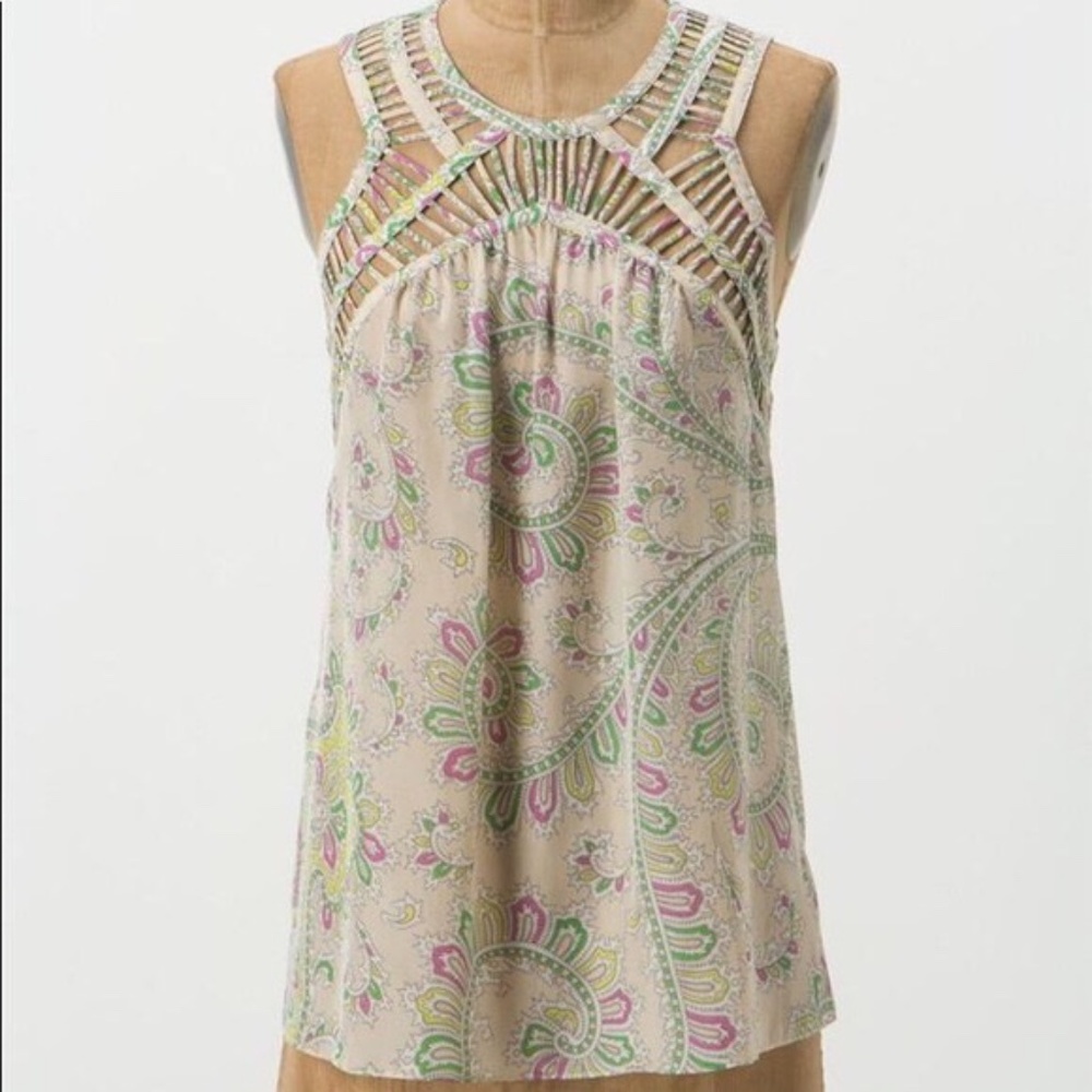 Anthropologie Silk Paisley Tank sz 10
